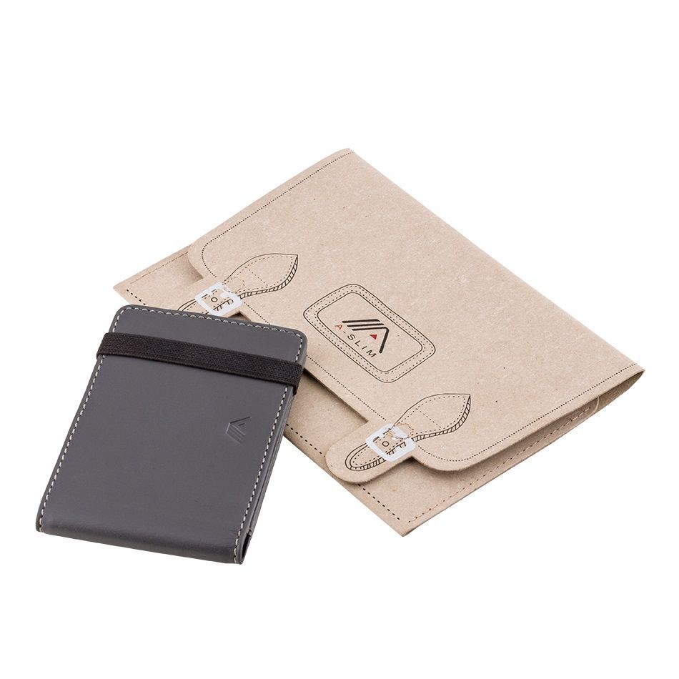 A-SLIM Leather Wallet Kihaku - Grey